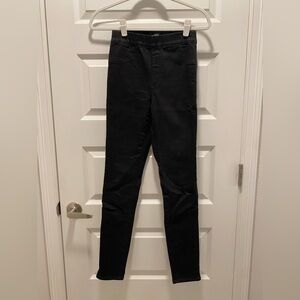 New Express Black Denim Jeggings Leggings High Rise Waisted Small 0 2 4 Long